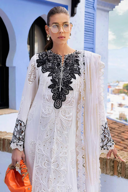 3 Piece Embroidered Paper Cotton Suit | D-2505-A