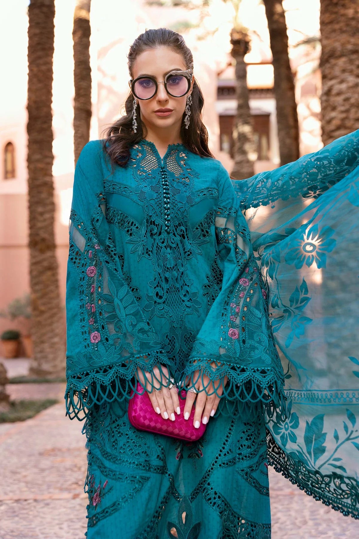 3 Piece Embroidered Dobby Lawn Suit | D-2513-B