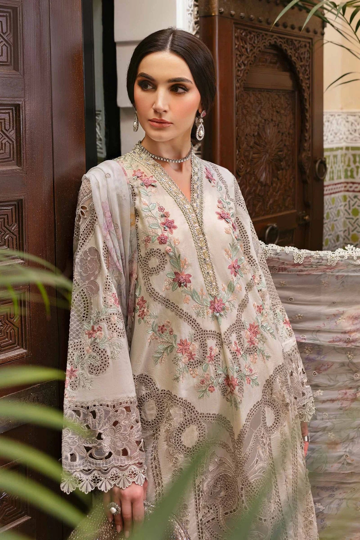 3 Piece Embroidered Lawn Suit | D-2514-B