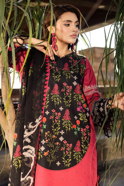 Black  3 Pc Printed Suit With Chiffon Dupatta
