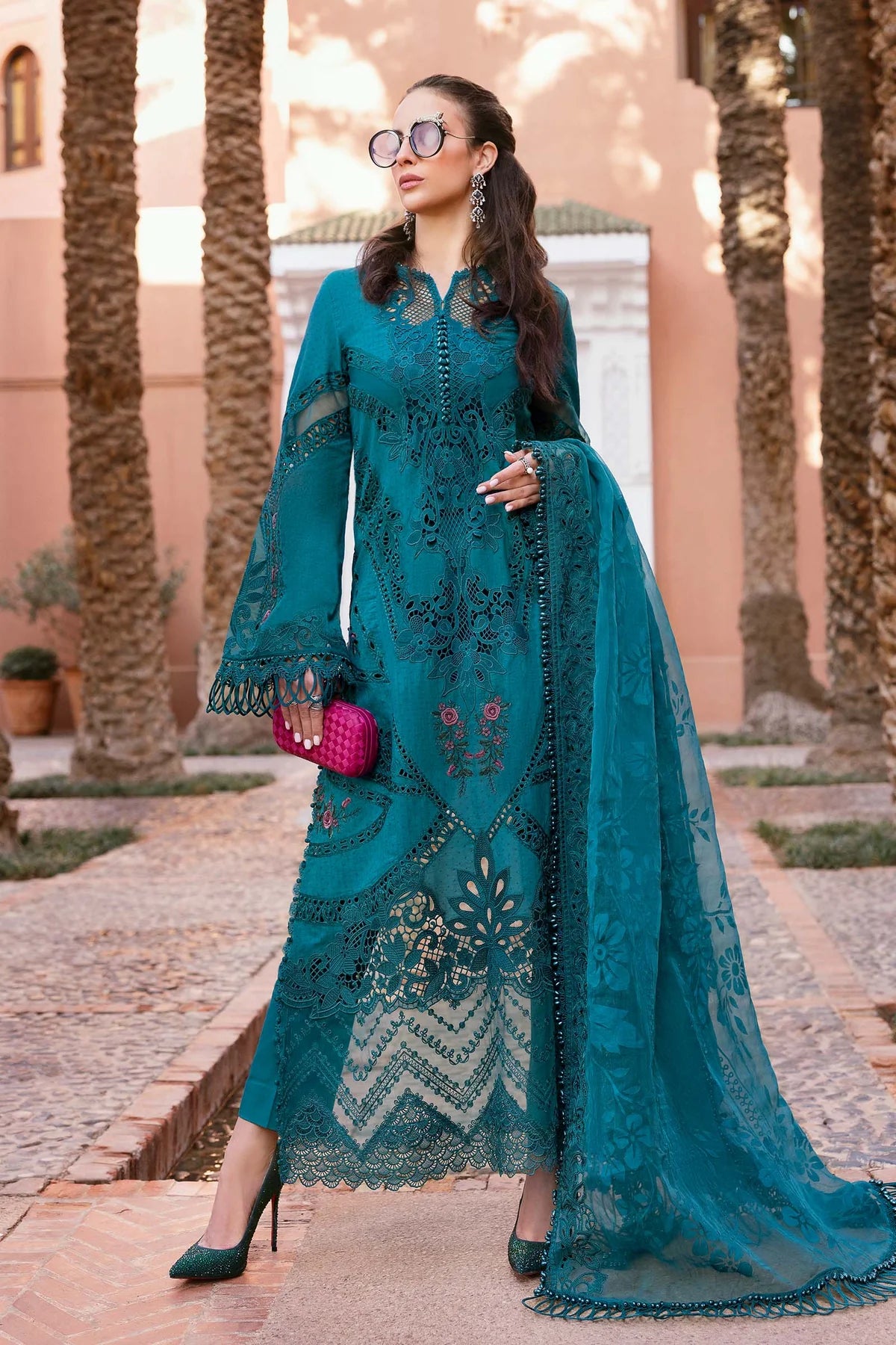 3-Pc Unstitched Embroidered Dobby Lawn Suit D-2513-B | Tayaba Fashion