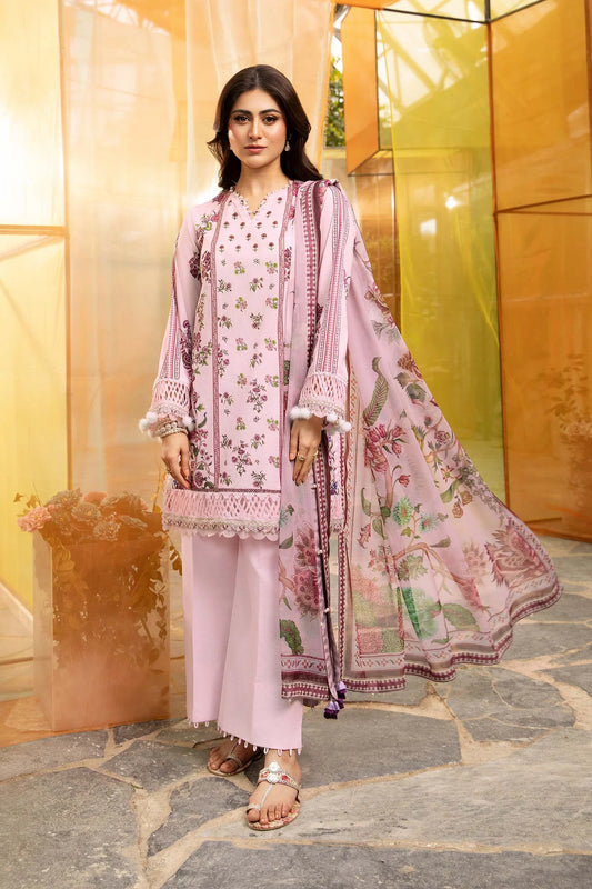3-Pc Unstitched Lawn Suit MB-CUS25-705B | Lilac Digital Shirt & Dupatta | Tayaba