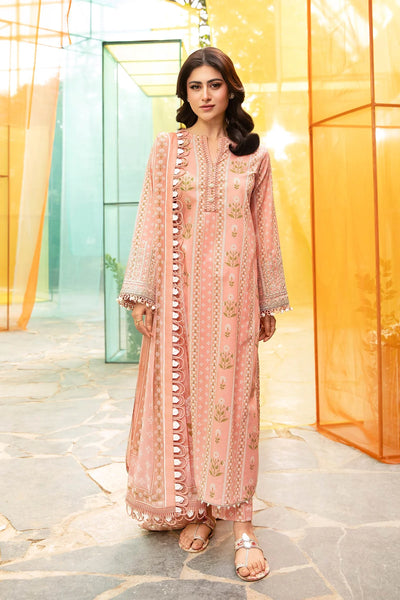 Pink Digital Printed 3-Piece Suit With Chiffon Dupatta