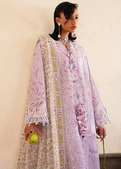Mauve Purple Embroidered Lawn Suit With Medium Silk Dupatta