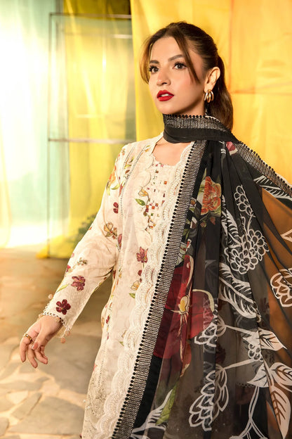 3 Pc Unstitched Printed Lawn Suit | MB-CUS25-702B