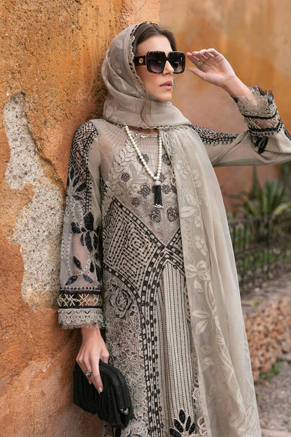 3 Piece Embroidered Paper Cotton Suit | D-2510-B