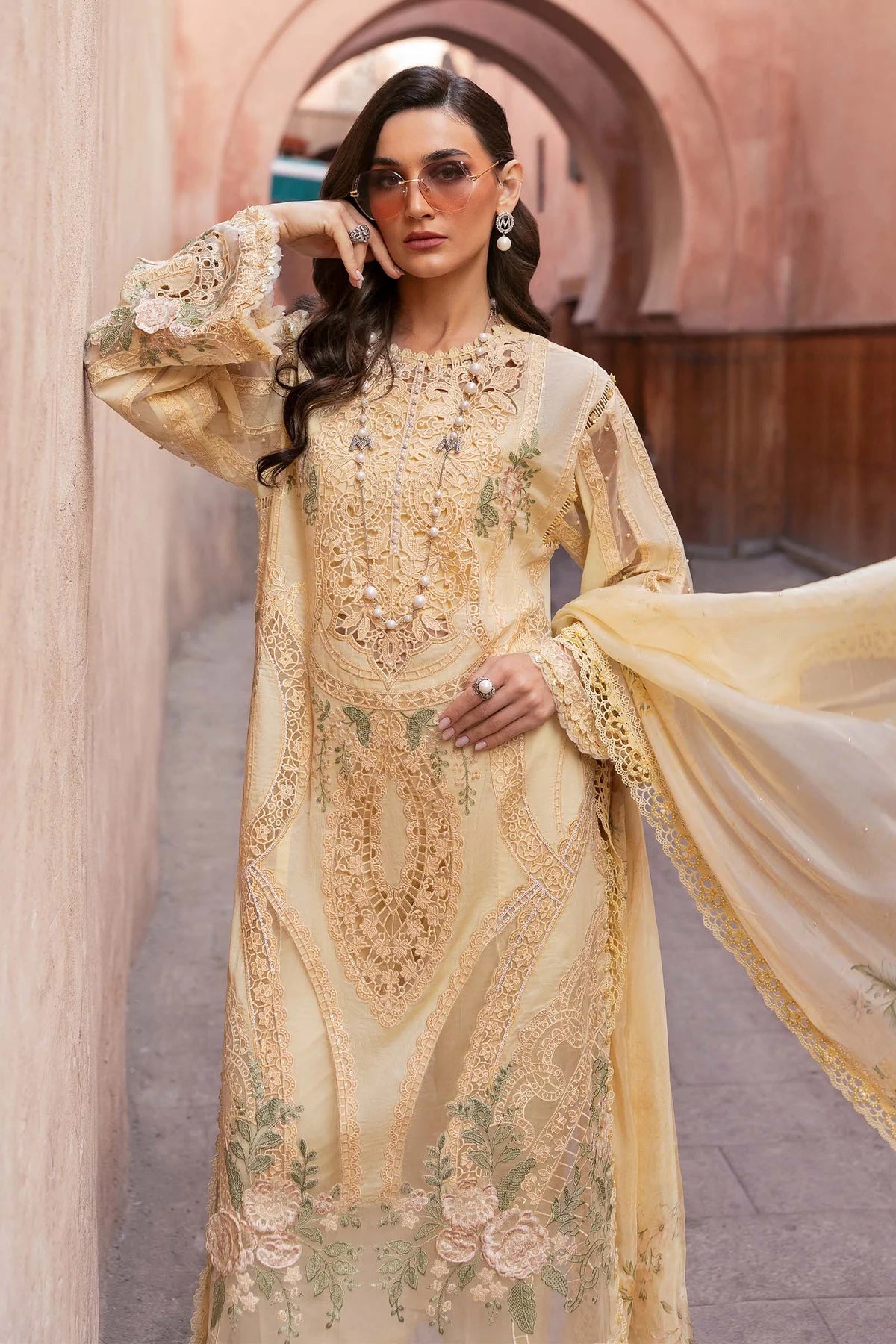 3 Piece Embroidered Organza Suit | D-2509-A