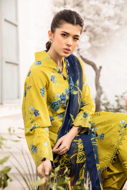 3 Pc Unstitched Printed Lawn Suit | MB-CUS25-702A