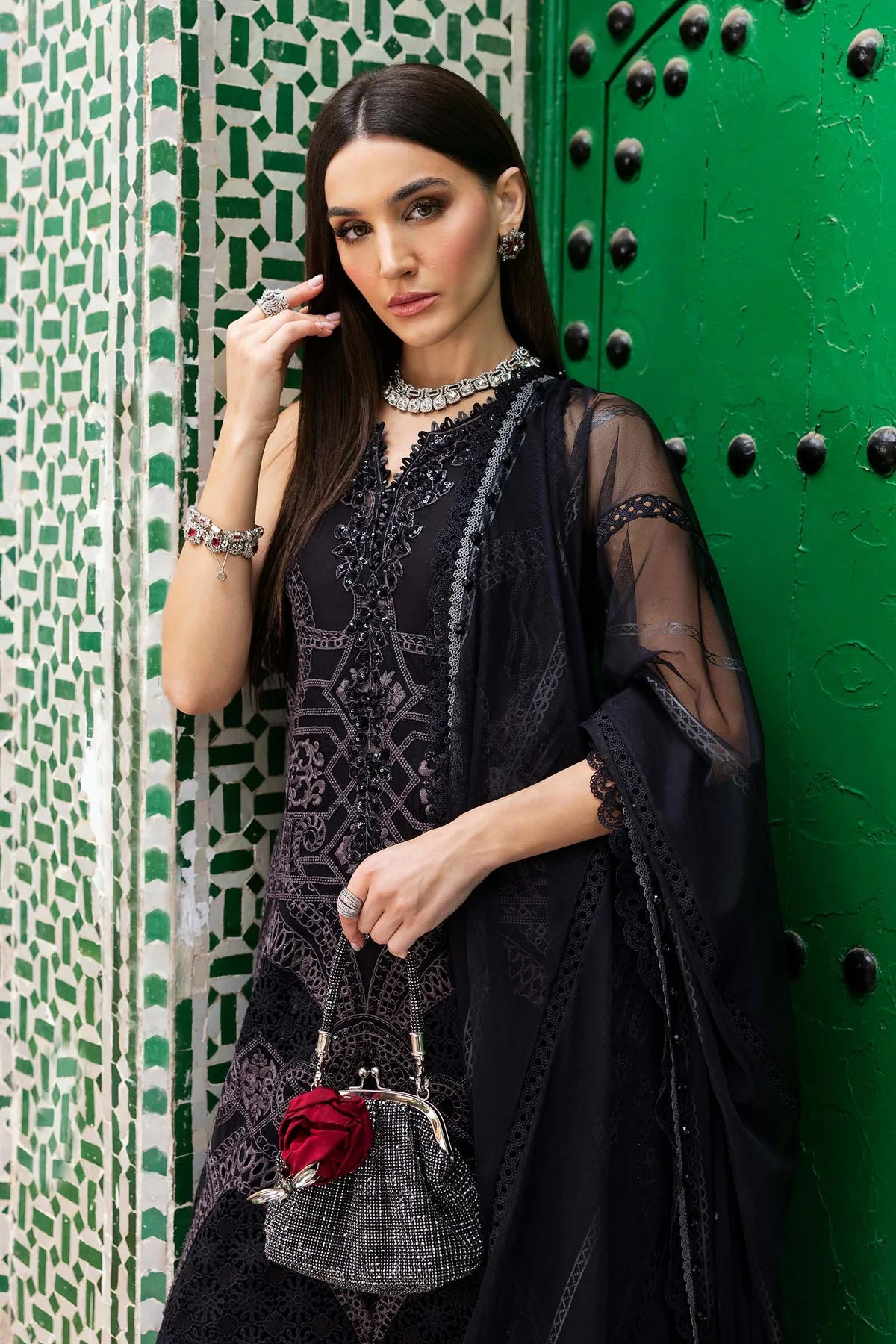 3 Piece Embroidered Lawn Suit | D-2512-B