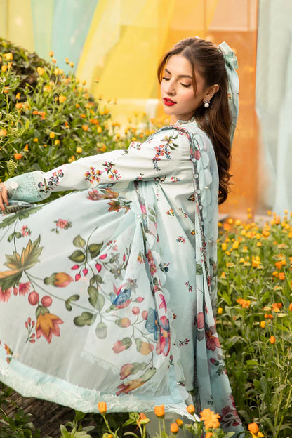 3 Pc Unstitched Printed Lawn Suit | MB-CUS25-709B
