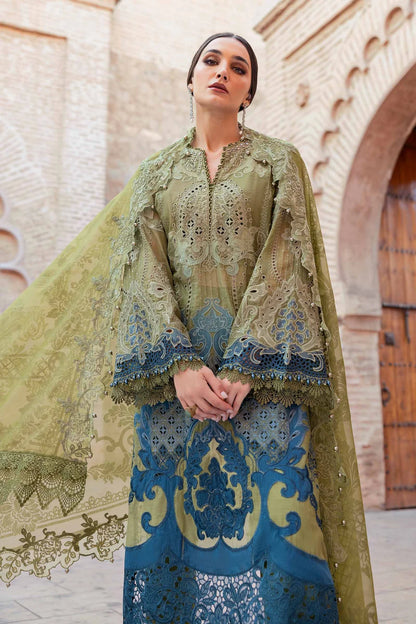 3 Piece Embroidered Paper Cotton Suit | D-2501-A