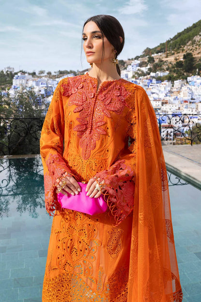 3 Piece Embroidered Paper Cotton Suit | D-2505-B