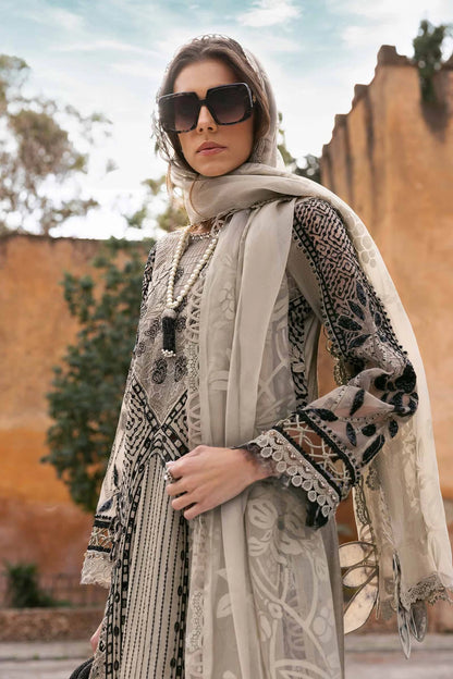 3 Piece Embroidered Paper Cotton Suit | D-2510-B