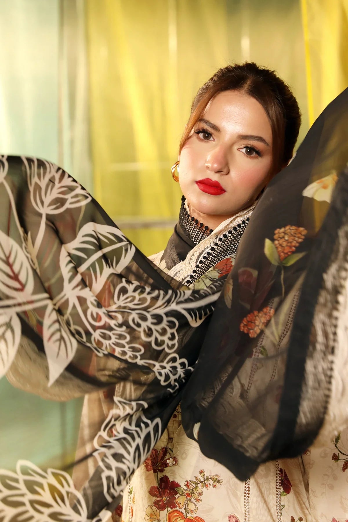 3 Pc Unstitched Printed Lawn Suit | MB-CUS25-702B