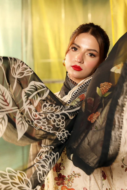 3 Pc Unstitched Printed Lawn Suit | MB-CUS25-702B