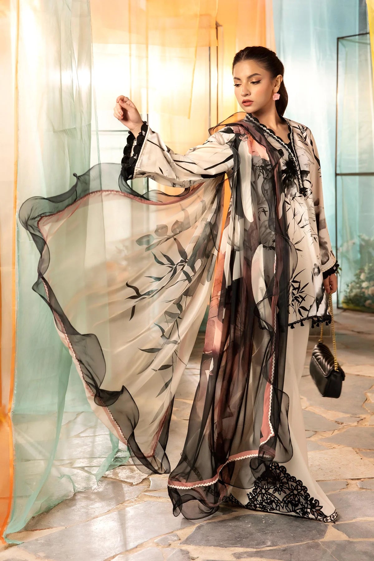 3 Pc Unstitched Printed Lawn Suit | MB-CUS25-713B