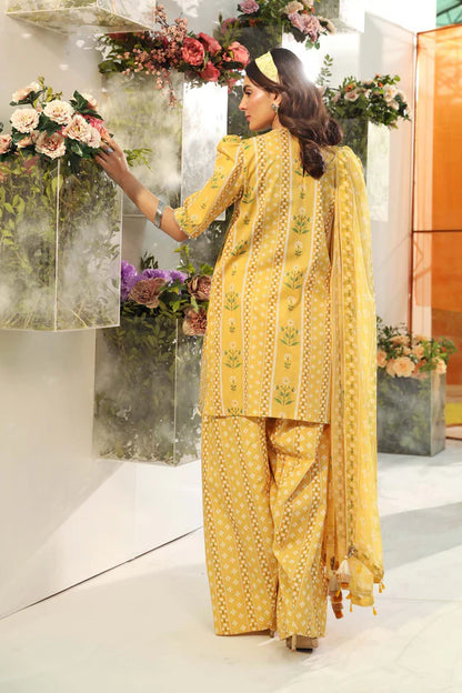3 Pc Unstitched Printed Lawn Suit | MB-CUS25-711A