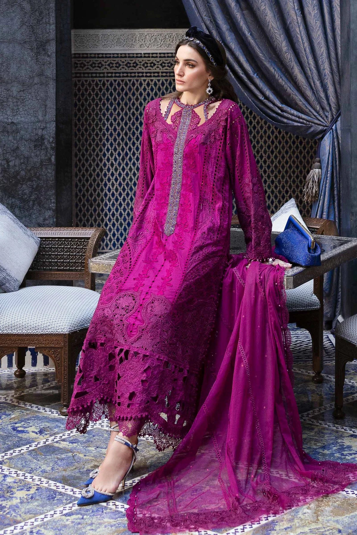 3 Piece Embroidered Lawn Suit | D-2502-B