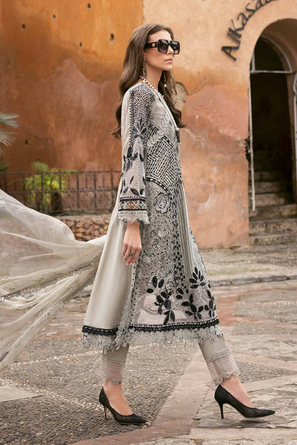 3 Piece Embroidered Paper Cotton Suit | D-2510-B