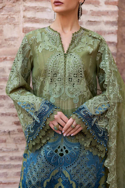 3 Piece Embroidered Paper Cotton Suit | D-2501-A