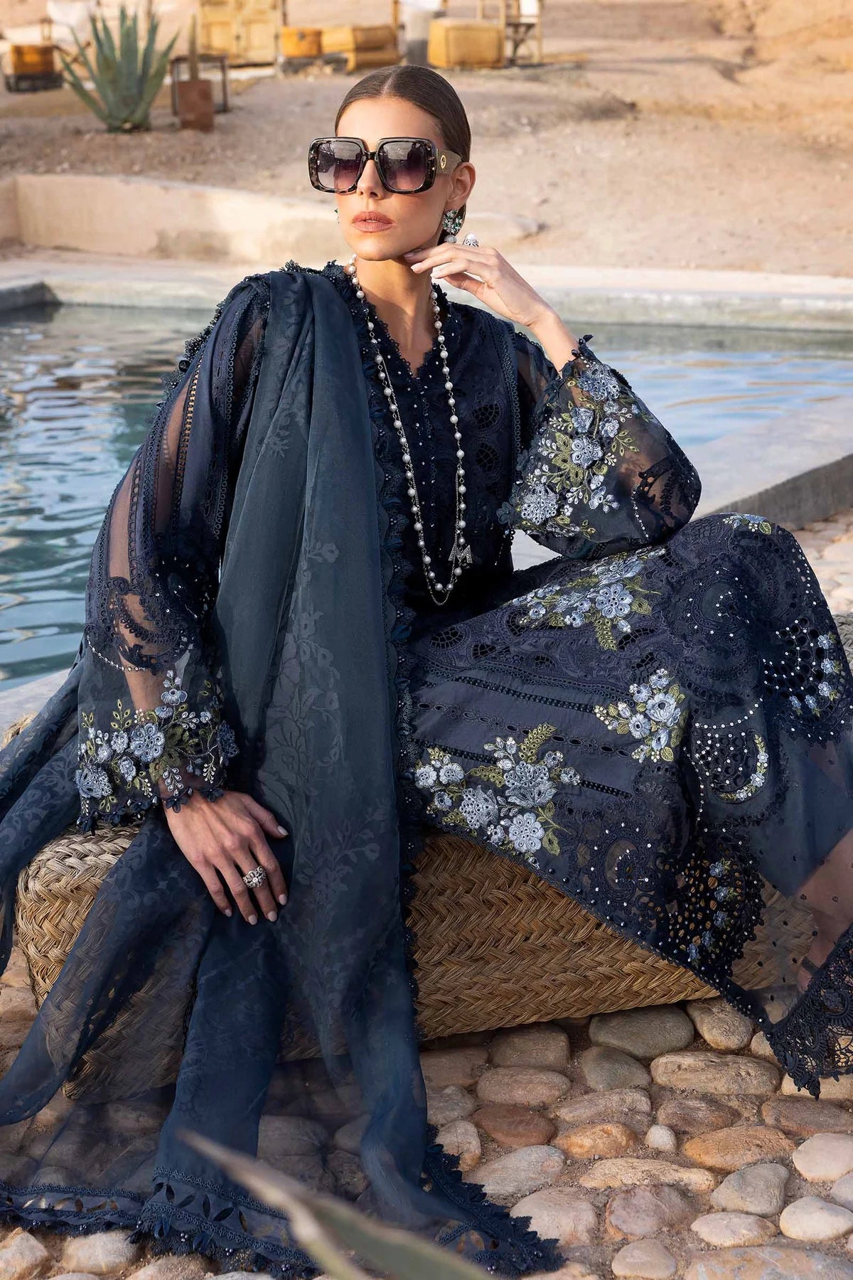 3 Piece Embroidered Lawn Suit | D-2504-B