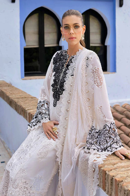 3 Piece Embroidered Paper Cotton Suit | D-2505-A