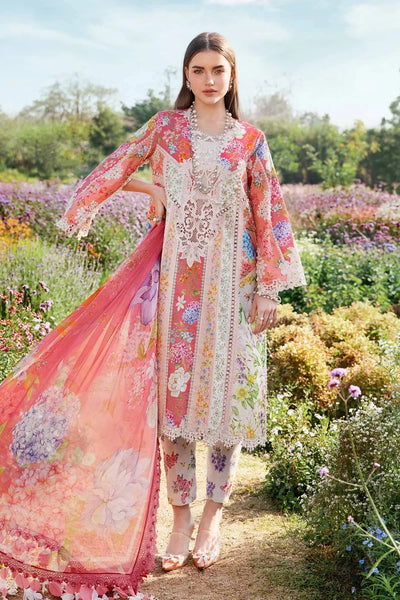 Pink Printed Lawn Suit With Embroidered Neck And Chiffon Dupatta