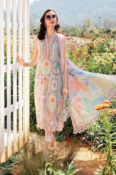 Pink Printed Lawn Suit With Embroidered Neck And Chiffon Dupatta