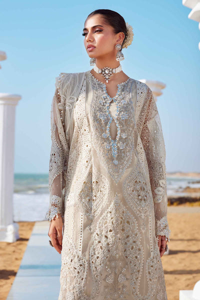Ivory 3 Piece Embroidered Organza Suit