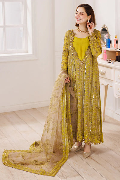 Mustard Gold Embroidered And Adda Work 4Pc Luxury Suit