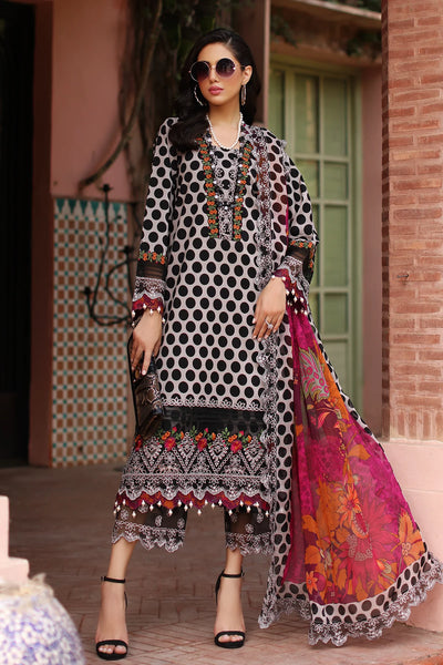 Black Printed Lawn Suit With Embroidered Chiffon Dupatta