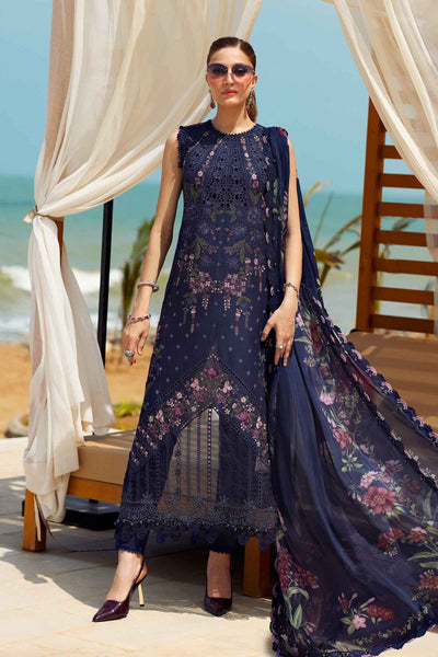 Navy 3 Piece Embroidered Lawn Suit