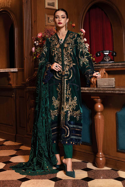 Emerald Green 3 Piece Embroidered Velvet Suit