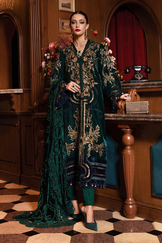 Shop MARIA B Winter Luxe 2025 WL-1302 | Luxurious Winter Suits for Women | Tayaba