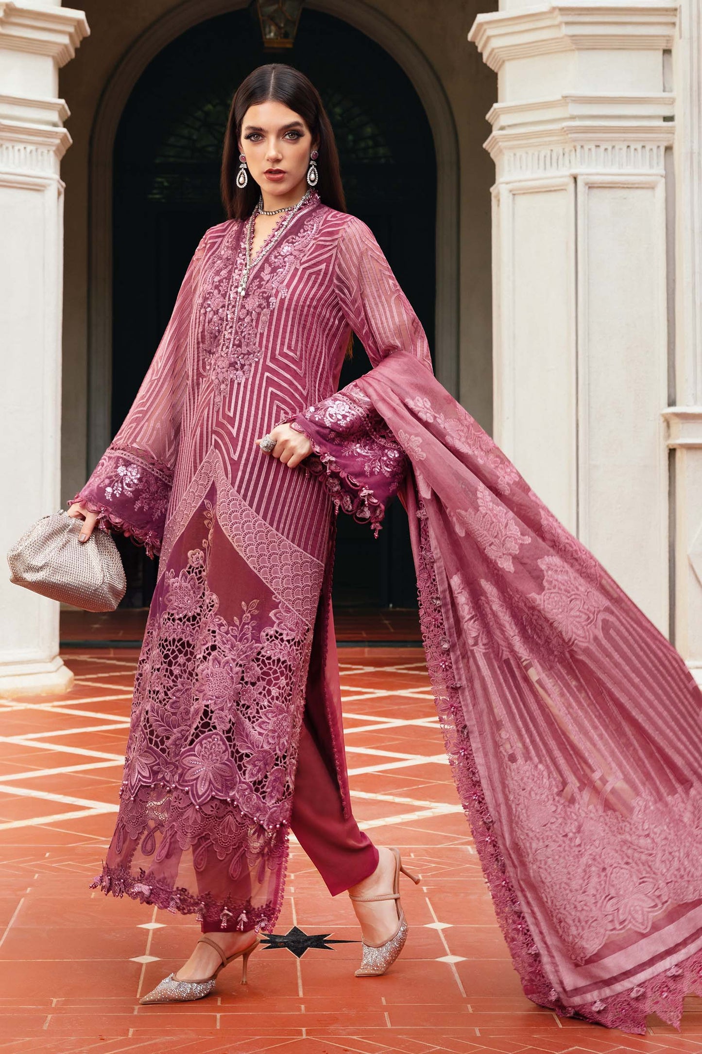 Shop MARIA B Winter Luxe 2025 WL-1304 | Luxurious Winter Suits for Women | Tayaba