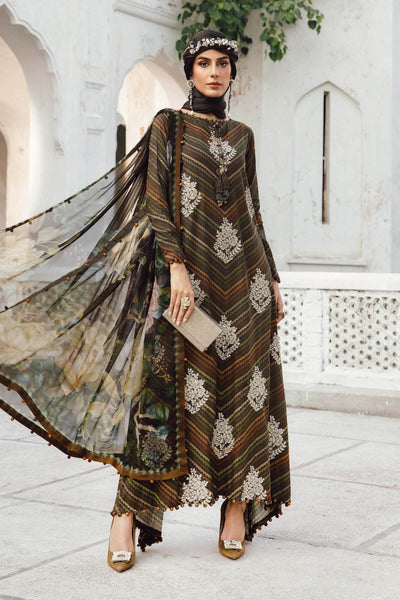 Mehendi Green Printed 3-Pc Embroidered Cambric Suit