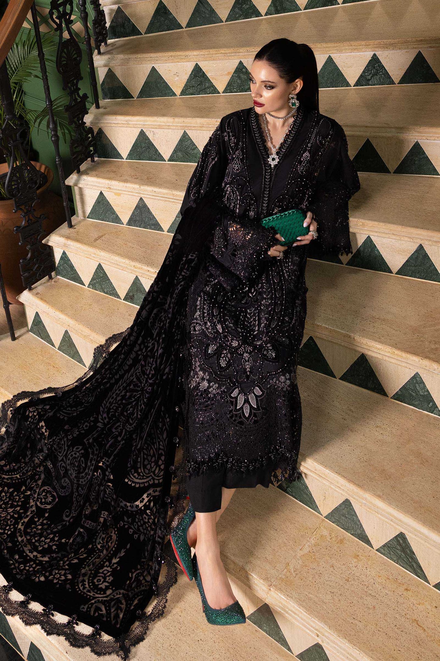 Shop Maria B Winter Luxe 2025 WL-1307 | Winter Suits for Ladies | Tayaba