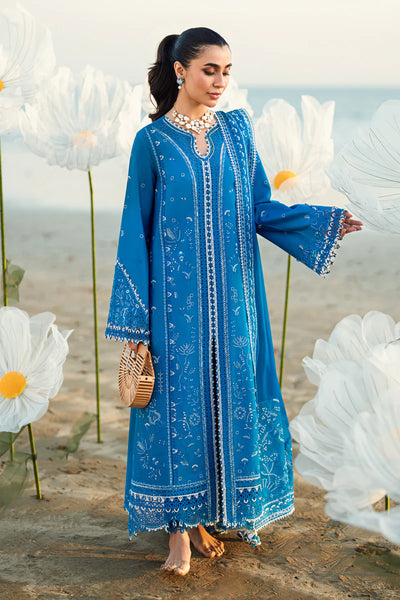 Teal Blue Chikankari Embroidered Lawn Suit With Chiffon Dupatta