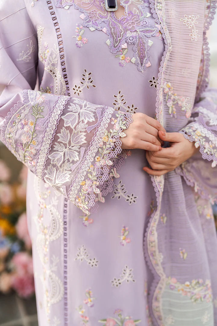 Lavender Chikankari Embroidered Lawn Suit With Jacquard Dupatta