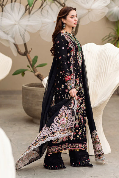 Black Embroidered Lawn 3-Pc Suit With Jacquard Dupatta