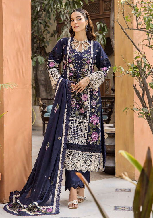 EA-LL-5534 | Graceful Embroidered Lawn Suit with Dupatta – Tayaba