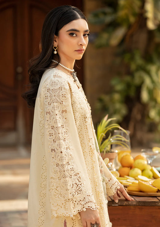 ELM-11 Kohinoor – Schiffli Lawn & Organza Embroidered 3-Piece Suit