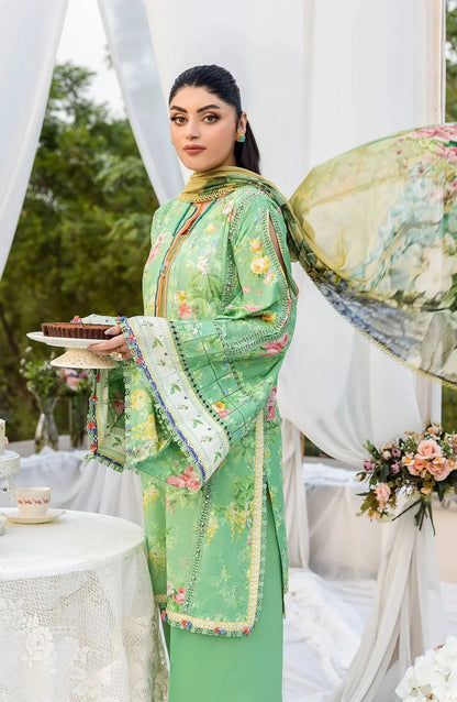 Elaf Printed Lawn 3 Piece Suit - ECD-6B PASTELLE - EL25PRN - Green - Summer Collection