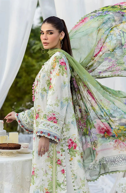 Elaf Printed Lawn 3 Piece Suit - ECD-6A BLOSSOMEA - EL25PRN - Green - Summer Collection