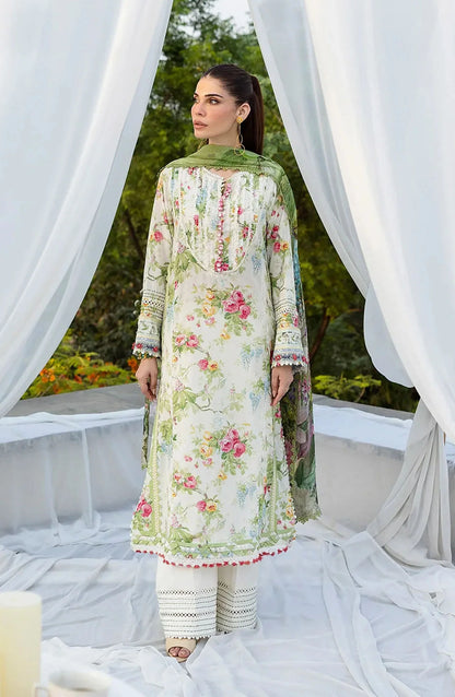 Elaf Printed Lawn 3 Piece Suit - ECD-6A BLOSSOMEA - EL25PRN - Green - Summer Collection