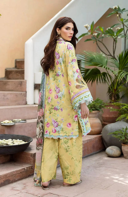 Elaf Printed Lawn 3 Piece Suit - ECD-5B SAFFROSE - EL25PRN - Yellow - Summer Collection