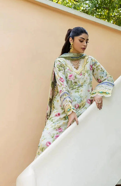 Elaf Printed Lawn 3 Piece Suit - ECD-5A GLADIOLUS GRACE - EL25PRN - Green - Summer Collection