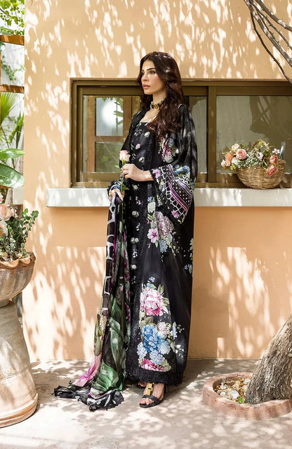 Elaf Printed Lawn 3 Piece Suit - ECD-4A MIDNIGHT BLOOM - EL25PRN - Black - Summer Collection