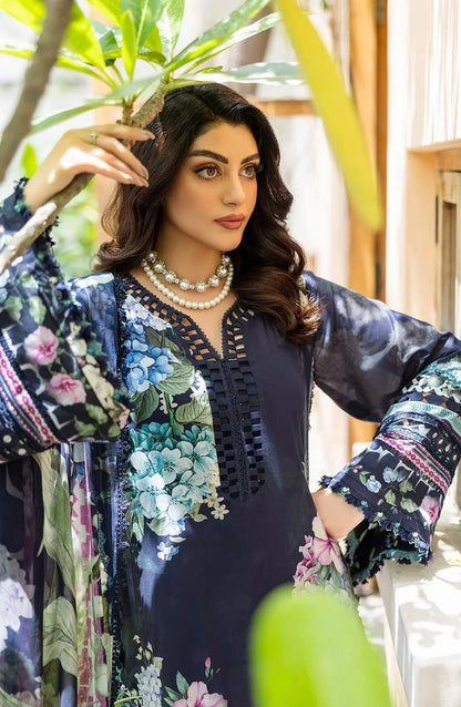 Elaf Printed Lawn 3 Piece Suit - ECD-4B TWILIGHT GARDEN - EL25PRN - Blue - Summer Collection