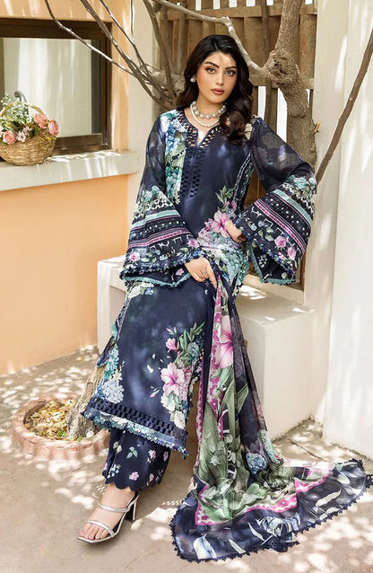 Elaf Printed Lawn 3 Piece Suit - ECD-4B TWILIGHT GARDEN - EL25PRN - Blue - Summer Collection